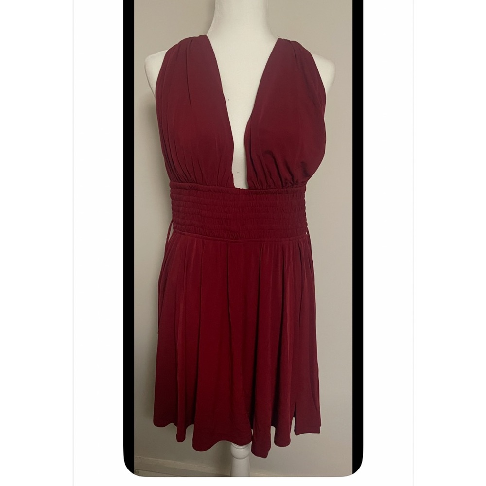 Express Burgundy Backless Dress